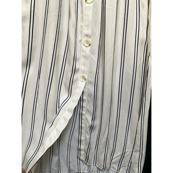 ZARA Ivory & Black Striped Viscose Button Down Shirt Dress Sz SML - Picture 10 of 16